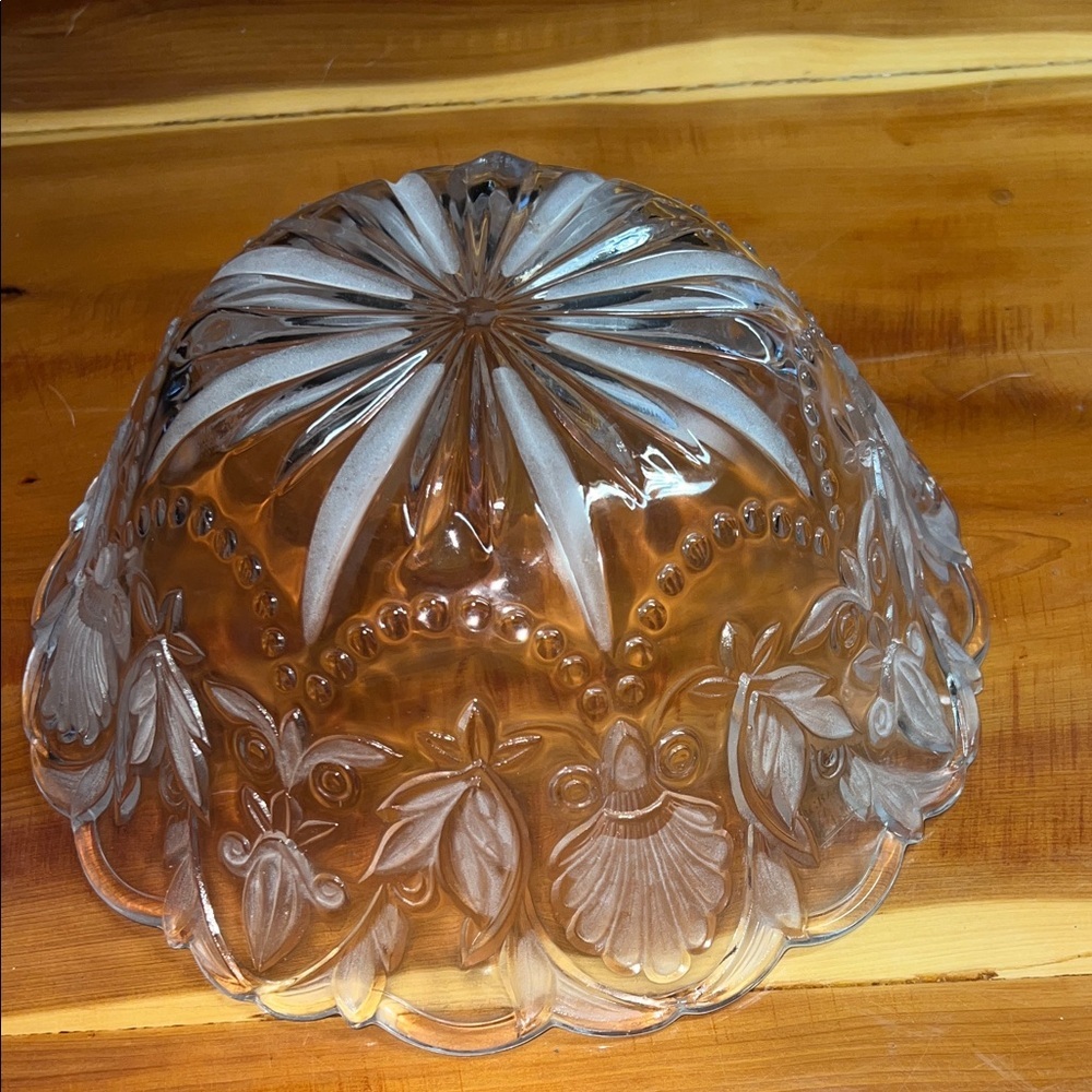 FIFTH AVENUE LEAD CRYSTAL "FLEUR DE LIS" SERVING BOWL 11"D X 4 1/4" H FROSTED - Picture 3 of 5